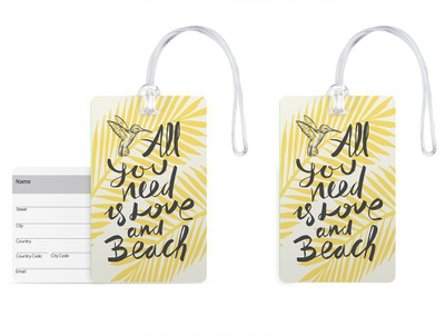 

100yellow Luggage Tags- Motivational Printed Gloss Finish PVC Bag Tag with Silicon Strap- Ideal For Travel-Pack Of 2 Luggage Tag(Multicolor)