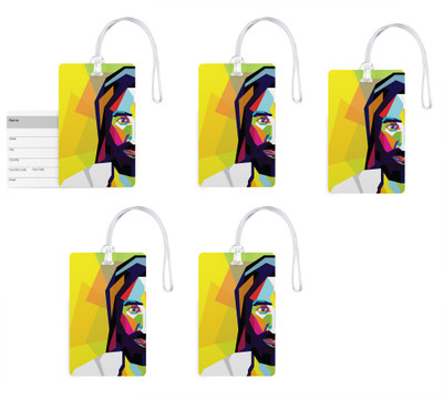 

100yellow Luggage Tags- Lord Jesus Print Gloss Finish PVC Tag with Silicon Strap- Ideal For Gift-Pack Of 5 Luggage Tag(Multicolor)