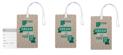 

100yellow Luggage Tags- Motivational Print High Quality PVC Bag Tag with Silicon Strap- Ideal For Travel-Pack Of 3 Luggage Tag(Multicolor)