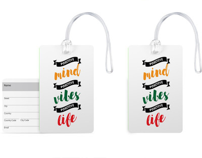 

100yellow Luggage Tags- Quote Printed Designer Gloss Finish PVC Bag Tag with Silicon Strap- Ideal For Travel-Pack Of 2 Luggage Tag(Multicolor)