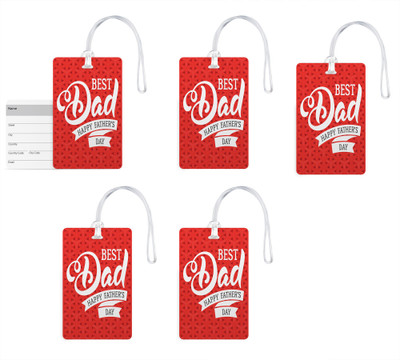

100yellow Luggage Tags- Best Dad Printed High Quality PVC Bag Tag with Silicon Strap- Gift For Father-Pack Of 5 Luggage Tag(Multicolor)