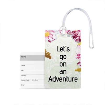 

100yellow Luggage Tags- Let’s go on an adventure Print PVC Travel/Bag Tag with Silicon Strap- Ideal For Travel Luggage Tag(Multicolor)
