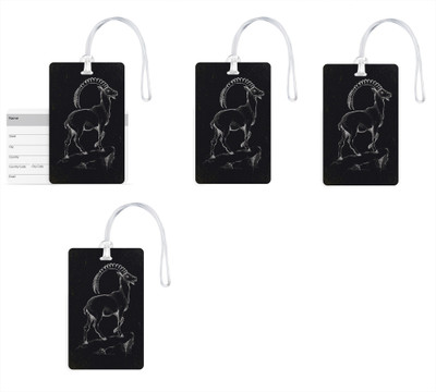 

100yellow Luggage Tags- Animal Print High Quality Gloss Finish PVC Bag Tag with Silicon Strap- Ideal For Travel-Pack Of 4 Luggage Tag(Multicolor)
