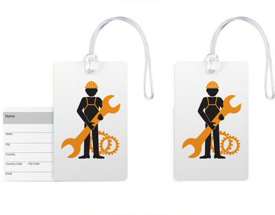 

100yellow Luggage Tags- Designer Printed High Quality Gloss Finish PVC Bag Tag with Silicon Strap- Ideal For Travel-Pack Of 2 Luggage Tag(Multicolor)