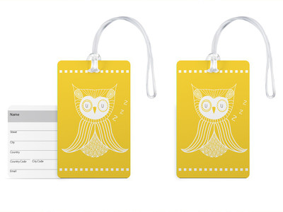 

100yellow Luggage Tags- Designer Printed High Quality Gloss Finish PVC Bag Tag with Silicon Strap- Ideal For Travel-Pack Of 2 Luggage Tag(Multicolor)