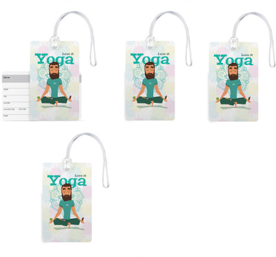 

100yellow Luggage Tags- Love It Yoga Printed High Quality PVC Tag with Silicon Strap- Ideal For Travel-Pack Of 4 Luggage Tag(Multicolor)