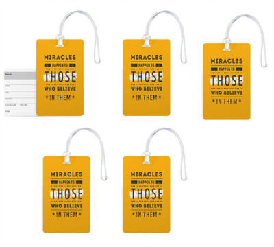 

100yellow Luggage Tags- Motivational Print High Quality PVC Bag Tag with Silicon Strap- Ideal For Travel-Pack Of 5 Luggage Tag(Multicolor)