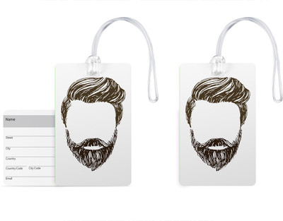 

100yellow Luggage Tag- Beard Print Premium PVC Travel Bag Tag with Silicon Strap- Ideal For Tour-Pack Of 2 Luggage Tag(Multicolor)