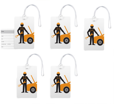 

100yellow Luggage Tags- Printed High Quality Gloss Finish PVC Bag Tag with Silicon Strap- Ideal For Travel-Pack Of 5 Luggage Tag(Multicolor)