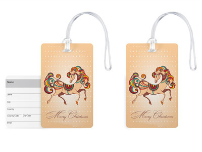 

100yellow Luggage Tags- Merry Christmas Printed Gloss Finish PVC Bag Tag with Silicon Strap- Ideal For Travel-Pack Of 2 Luggage Tag(Multicolor)