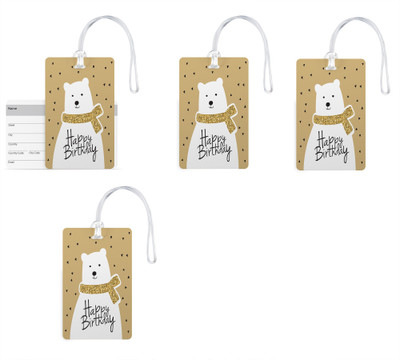 

100yellow Luggage Tags Happy Birthday Printed High Quality PVC Bag Tag with Silicon Strap -100yellow-Pack Of 4 Luggage Tag(Multicolor)