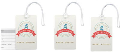 

100yellow Luggage Tags- Christmas Happy Holiday Print Gloss Finish PVC Bag Tag with Silicon Strap- Ideal For Travel-Pack Of 3 Luggage Tag(Multicolor)