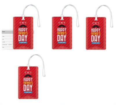 

100yellow Luggage Tags- I Love Dad Printed Gloss Finish PVC Bag Tag with Silicon Strap- Gift For Father-Pack Of 4 Luggage Tag(Multicolor)