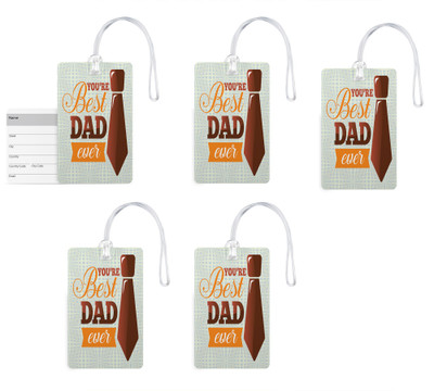 

100yellow Luggage Tags- You Are The Best Dad Ever Printed Gloss Finish PVC Bag Tag with Silicon Strap- Gift For Dad-Pack Of 5 Luggage Tag(Multicolor)