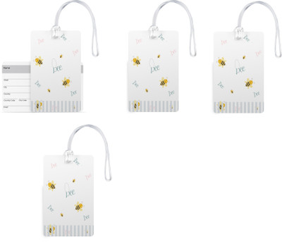 

100yellow Luggage Tags- Printed High Quality Gloss Finish PVC Bag Tag with Silicon Strap- Ideal For Travel-Pack Of 4 Luggage Tag(Multicolor)