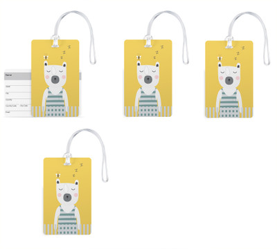 

100yellow Luggage Tags- Designer Printed High Quality Gloss Finish PVC Bag Tag with Silicon Strap- Ideal For Travel-Pack Of 4 Luggage Tag(Multicolor)