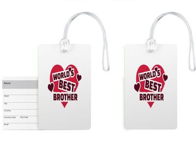 

100yellow Luggage Tag- Word’s Best Brother Print High Quality PVC Bag Tag with Silicon Strap- Gift For Brother-Pack Of 2 Luggage Tag(Multicolor)