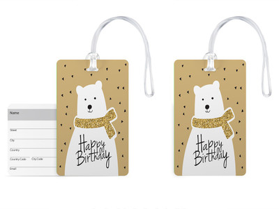 

100yellow Luggage Tags Happy Birthday Printed High Quality PVC Bag Tag with Silicon Strap -100yellow-Pack Of 2 Luggage Tag(Multicolor)