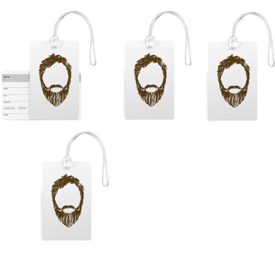 

100yellow Luggage Tags- Designer Beard Print PVC Bag Tag with Silicon Straps Address Label-Pack Of 4 Luggage Tag(Multicolor)