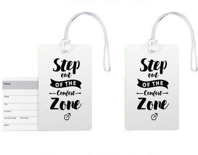 

100yellow Luggage Tags- Quote Printed Designer Gloss Finish PVC Bag Tag with Silicon Strap- Ideal For Travel-Pack Of 2 Luggage Tag(Multicolor)