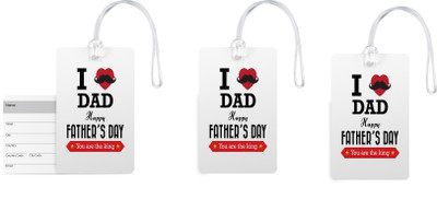 

100yellow Luggage Tags- I Love Dad Printed Gloss Finish PVC Bag Tag with Silicon Strap- Gift For Father-Pack Of 3 Luggage Tag(Multicolor)