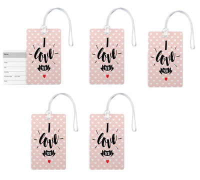 

100yellow Luggage Tags- I Love You Printed High Quality PVC Tag with Silicon Strap- Ideal For Gift-Pack Of 5 Luggage Tag(Multicolor)