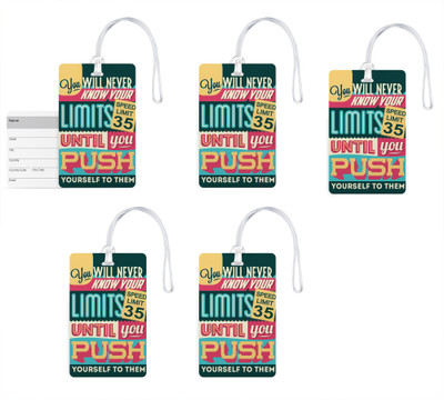 

100yellow Luggage Tags- Motivational Print High Quality PVC Bag Tag with Silicon Strap- Ideal For Travel-Pack Of 5 Luggage Tag(Multicolor)