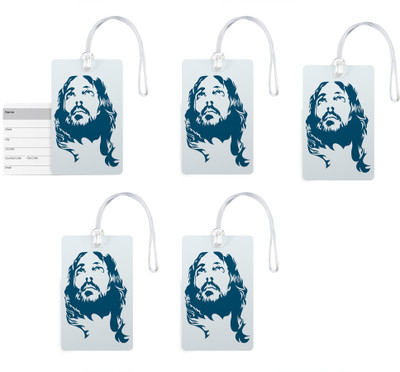 

100yellow Luggage Tags- Lord Jesus Print Gloss Finish PVC Tag with Silicon Strap- Ideal For Travel-Pack Of 5 Luggage Tag(Multicolor)