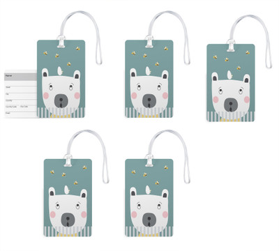 

100yellow Luggage Tags- Designer Printed High Quality Gloss Finish PVC Bag Tag with Silicon Strap- Ideal For Travel-Pack Of 5 Luggage Tag(Multicolor)