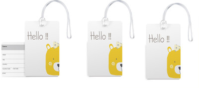 

100yellow Luggage Tags- Designer Printed High Quality Gloss Finish PVC Bag Tag with Silicon Strap- Ideal For Travel-Pack Of 3 Luggage Tag(Multicolor)