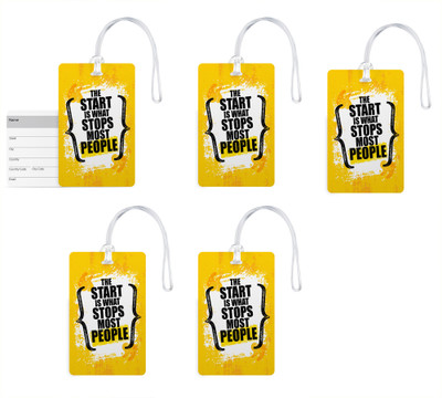 

100yellow Luggage Tags- Motivational Printed Gloss Finish PVC Bag Tag with Silicon Strap- Ideal For Travel-Pack Of 5 Luggage Tag(Multicolor)