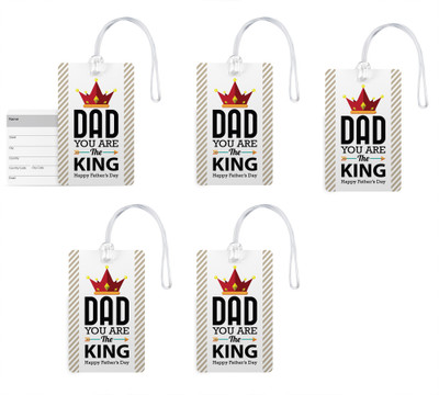 

100yellow Luggage Tags- Dad You Are The King Print Gloss Finish PVC Bag Tag with Silicon Strap- Gift For Father-Pack Of 5 Luggage Tag(Multicolor)