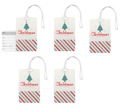 

100yellow Luggage Tags- Merry Christmas & Happy New Year Print Gloss Finish PVC Bag Tag with Silicon Strap- Ideal For Travel-Pack Of 5 Luggage Tag(Multicolor)