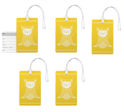 

100yellow Luggage Tags- Designer Printed High Quality Gloss Finish PVC Bag Tag with Silicon Strap- Ideal For Travel-Pack Of 5 Luggage Tag(Multicolor)