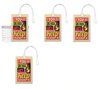 

100yellow Luggage Tags- Motivational Printed Gloss Finish PVC Bag Tag with Silicon Strap- Ideal For Travel-Pack Of 4 Luggage Tag(Multicolor)