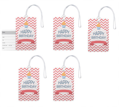 

100yellow Luggage Tags - Happy Birthday Printed High Quality Gloss Finish PVC with Silicon Strap Bag Tag-Pack Of 5 Luggage Tag(Multicolor)