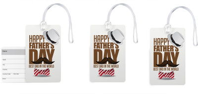 

100yellow Luggage Tags- Best Dad In The World Print Gloss Finish PVC Bag Tag with Silicon Strap- Gift For Father-Pack Of 3 Luggage Tag(Multicolor)