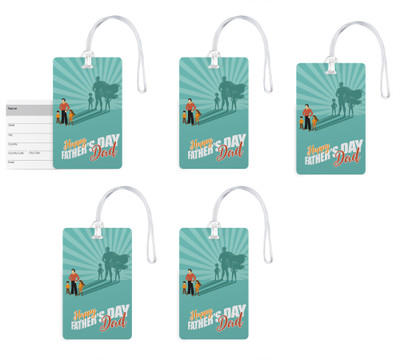

100yellow Luggage Tags- Happy Father’s Day Dad Print Gloss Finish PVC Bag Tag with Silicon Strap- Gift For Father-Pack Of 5 Luggage Tag(Multicolor)