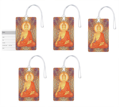 

100yellow Luggage Tags- Lord Buddha Printed High Quality PVC Tag with Silicon Strap- Ideal For Travel-Pack Of 5 Luggage Tag(Multicolor)