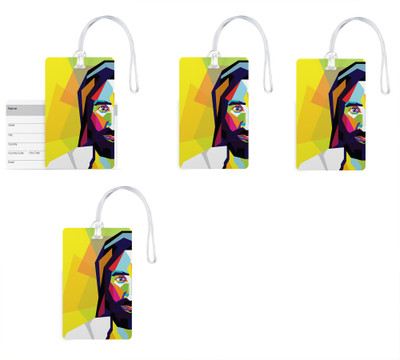 

100yellow Luggage Tags- Lord Jesus Print Gloss Finish PVC Tag with Silicon Strap- Ideal For Gift-Pack Of 4 Luggage Tag(Multicolor)