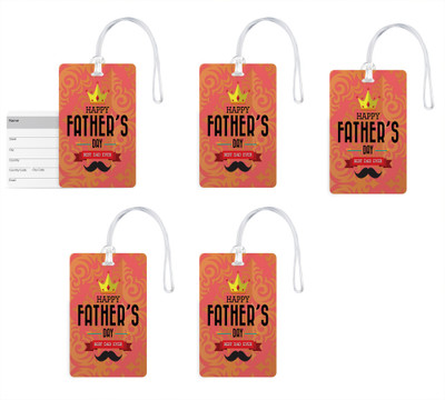 

100yellow Luggage Tags- Best Dad Ever Printed Gloss Finish PVC Bag Tag with Silicon Strap- Gift For Father-Pack Of 5 Luggage Tag(Multicolor)