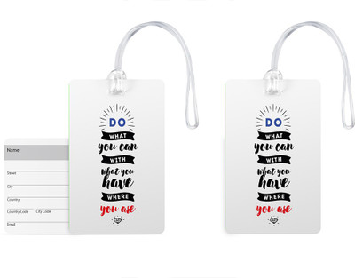 

100yellow Luggage Tags- Motivational Printed Gloss Finish PVC Bag Tag with Silicon Strap- Ideal For Travel-Pack Of 2 Luggage Tag(Multicolor)
