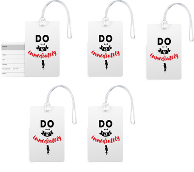 

100yellow Luggage Tags- Quote Printed Designer Gloss Finish PVC Bag Tag with Silicon Strap- Ideal For Travel-Pack Of 5 Luggage Tag(Multicolor)