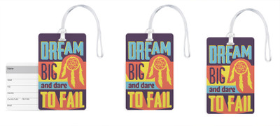 

100yellow Luggage Tags- Motivational Print High Quality PVC Bag Tag with Silicon Strap- Ideal For Travel-Pack Of 3 Luggage Tag(Multicolor)