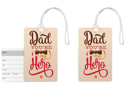 

100yellow Luggage Tags- Dad You’re My Hero Print High Quality PVC Bag/Travel Tag with Silicon Strap- Gift For Father-Pack Of 2 Luggage Tag(Multicolor)