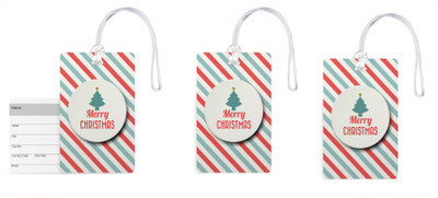 

100yellow Luggage Tags- Merry Christmas Print Gloss Finish PVC Bag Tag with Silicon Strap- Ideal For Travel-Pack Of 3 Luggage Tag(Multicolor)