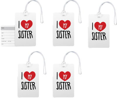 

100yellow Luggage Tag- I Love MY Sister Print Gloss Finish PVC Travel/Bag Tag with Silicon Strap- Gift For Sister-Pack Of 5 Luggage Tag(Multicolor)