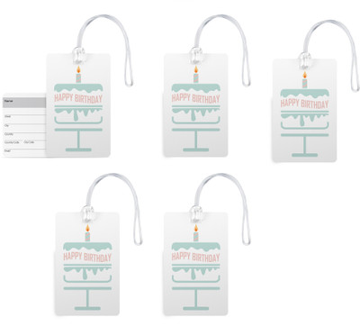 

100yellow Luggage Tag- Happy Birthday Print PVC Travel/Bag Tag with Silicon Strap- Ideal For Gift-Pack Of 5 Luggage Tag(Multicolor)