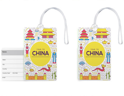 

100yellow Luggage Tags- Printed PVC Baggage/Bag Tag with Silicon Strap Address Label- Ideal For Travel-Pack Of 2 Luggage Tag(Multicolor)