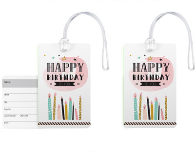 

100yellow Luggage Tags Happy Birthday To You Print Premium PVC Bag Tag with Silicon Strap -100yellow-Pack Of 2 Luggage Tag(Multicolor)